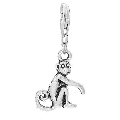 Silly Monkey Clip On For Bracelet Charm Pendant for European Charm Jewelry w/ Lobster Clasp