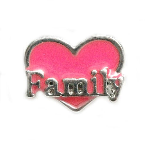 Round Locket Crystal Necklace Base and Floating Family Charms ("Family") - Sexy Sparkles Fashion Jewelry - 1