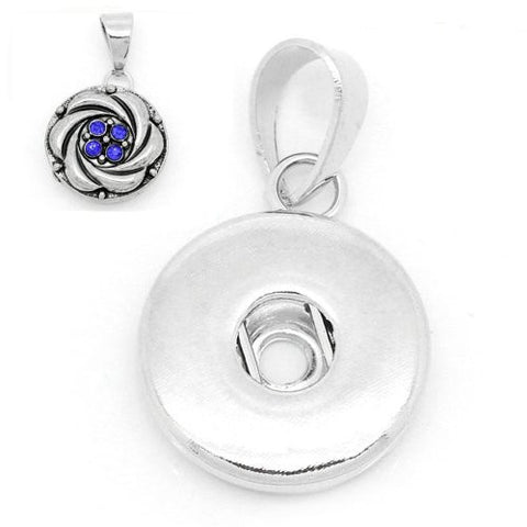 Chunk Click Button Pendant Silver Tone Fits Snaps Chunk Buttons - Sexy Sparkles Fashion Jewelry - 1