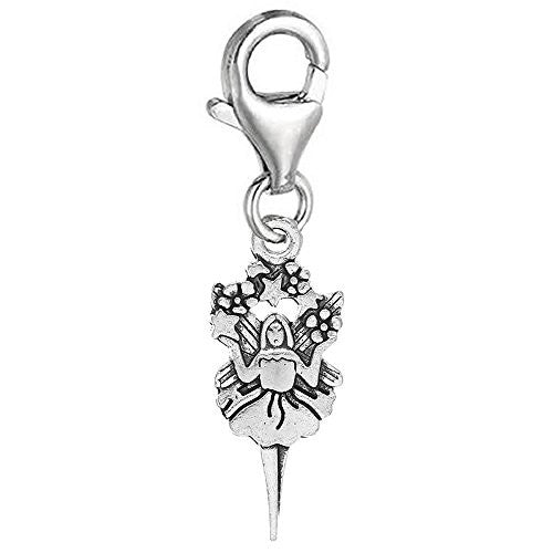 Clip on Angel Flower Fairy Charm Dangle Pendant for European Clip on Charm Jewelry w/ Lobster Clasp - Sexy Sparkles Fashion Jewelry