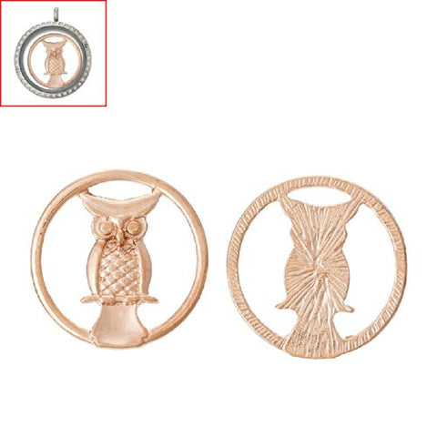 Owl Rose Gold Tone Floating Charms Dish Plate for Glass Locket Pendants and Floating - Sexy Sparkles Fashion Jewelry - 3