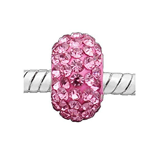 Pink  Crystal Bead European Bead Compatible for Most European Snake Chain Charm Bracelet