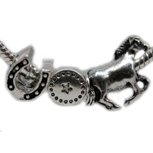 Western Theme Horse Shoe, Texas Lone Star and Horse Charms for Snake Chain Bracelet