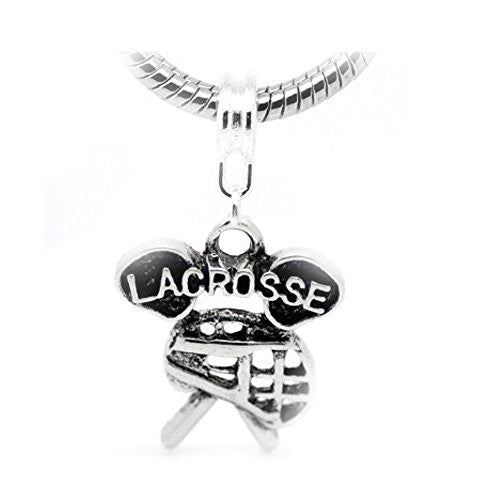 Lacrosse Charm Dangle European Bead Compatible for Most European Snake Chain Bracelet