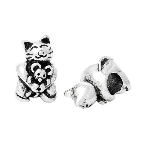 Cat Hugging Mouse Charm Fits All Brand Charm Snake Chain Bracelet - Sexy Sparkles Fashion Jewelry - 3