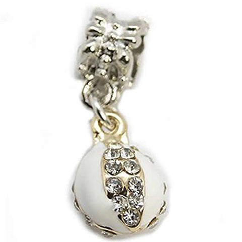 Lady Bug Design with White Enamel and Crystal Stones Charm European Bead Compatible for Most European Snake Chain Bracelet - Sexy Sparkles Fashion Jewelry - 1