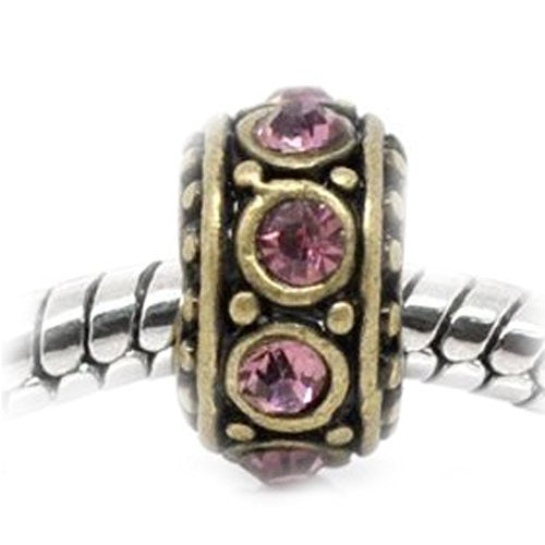 Purple  Rhinestone Spacer Charm European Bead Compatible for Most European Snake Chain Bracelet - Sexy Sparkles Fashion Jewelry - 1
