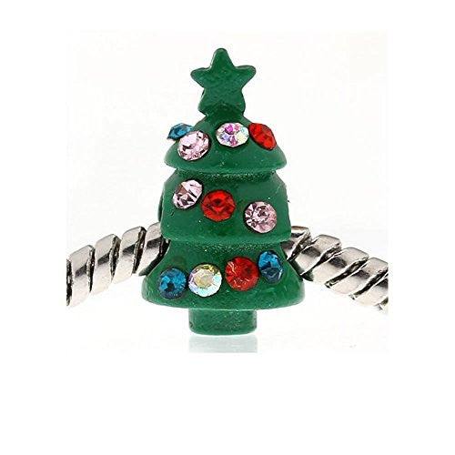 Multi  Rhinestone Christmas Tree Charm European Bead Compatible for Most European Snake Chain Bracelet - Sexy Sparkles Fashion Jewelry - 1