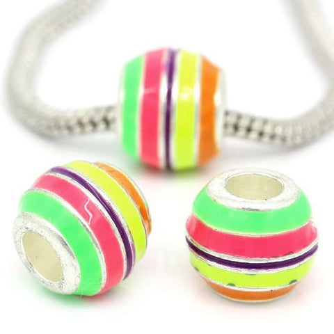 Multi  Enamel Barrel Charm European Bead Compatible for Most European Snake Chain Bracelet - Sexy Sparkles Fashion Jewelry - 2