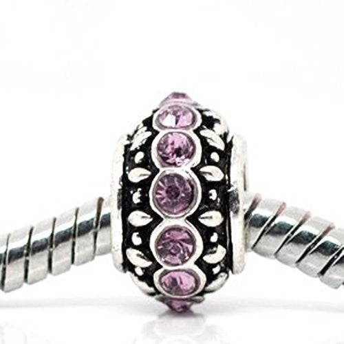 Purple  Rhinestone Charm Spacer Beads For Snake Chain Charm Bracelet - Sexy Sparkles Fashion Jewelry