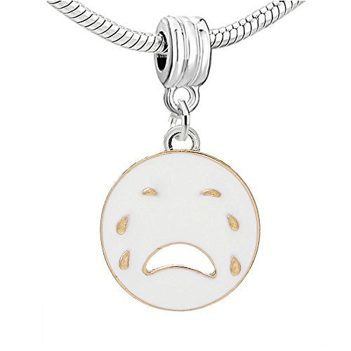 Crying Face Enamel White Charm Pendant - Sexy Sparkles Fashion Jewelry