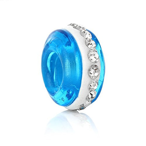 Blue Crystal European Bead Compatible for Most European Snake Chain Charm Bracelet - Sexy Sparkles Fashion Jewelry - 1