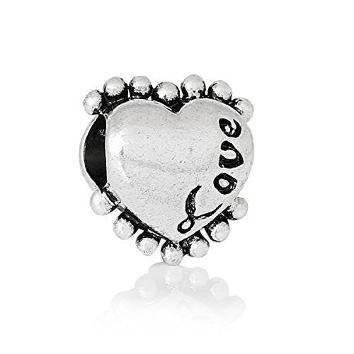 Love Heart Bead Compatible for Most European Snake Chain Bracelet