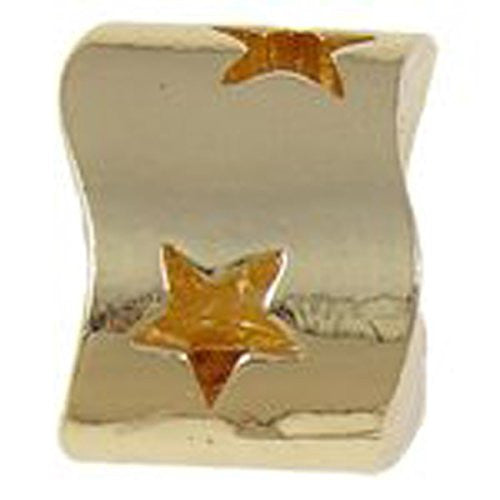 Gold Tone Wave Rectangle Shape Charm with Stars for snake Chain charm Bracelet - Sexy Sparkles Fashion Jewelry - 1