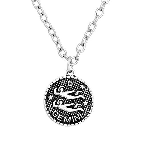 Round Zodiaz Gemini Charm Pendant for Necklace - Sexy Sparkles Fashion Jewelry - 3