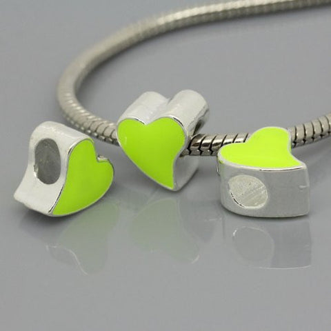 Love Heart Charm yellow Bead for European Snake Chain charm bracelet - Sexy Sparkles Fashion Jewelry - 2