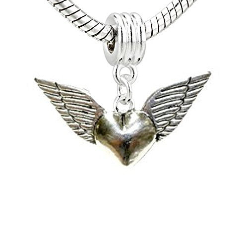 One (1) Silver Tone Angel Heart/wings Charm for Necklace - Sexy Sparkles Fashion Jewelry