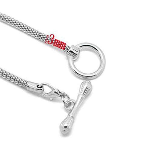 9" Silver Tone Toggle Clasp European Charm Bracelet - Sexy Sparkles Fashion Jewelry - 2