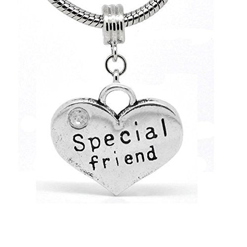 Heart 2 Sided w/  Crystal Stones Special Friend Charm - Sexy Sparkles Fashion Jewelry