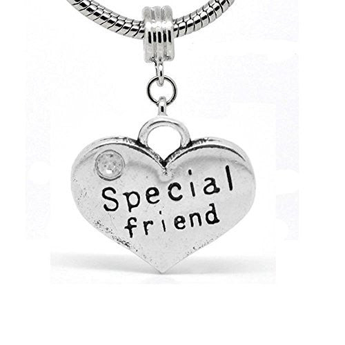 Heart 2 Sided w/  Crystal Stones Special Friend Charm