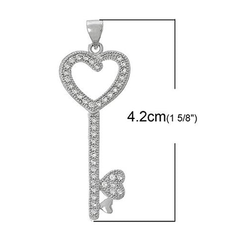 Heart Shaped Key Charm Pendant For Necklace - Sexy Sparkles Fashion Jewelry - 2