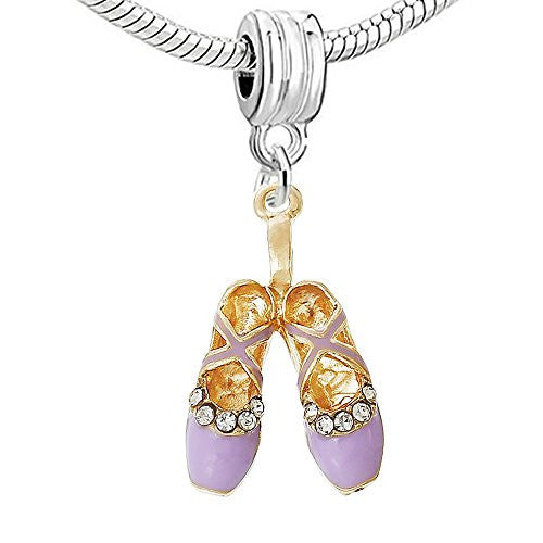 Mauve Ballerina Ballet Shoes European Bead Compatible for Most European Snake Chain Bracelet