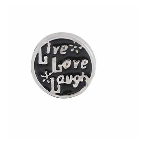 Live Love Laugh Round Locket Crystal Necklace Base and Floating Family Charms