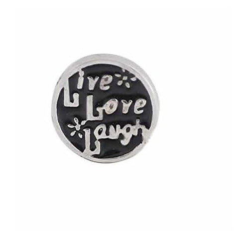 Live Love Laugh Round Locket Crystal Necklace Base and Floating Family Charms - Sexy Sparkles Fashion Jewelry - 1