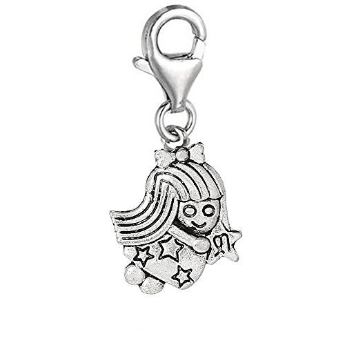 Zodiac Signs Clip On For Bracelet Charm Pendant for European Charm Jewelry w/ Lobster Clasp (Virgo)