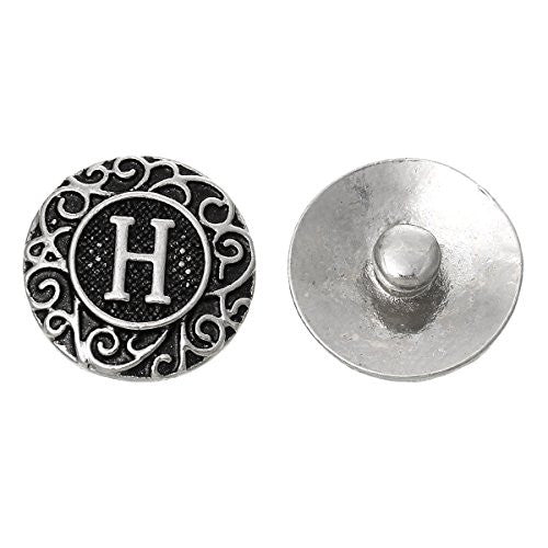Alphabet Letter H Chunk Snap Button or Pendant Fits Snaps Chunk Bracelet - Sexy Sparkles Fashion Jewelry - 1