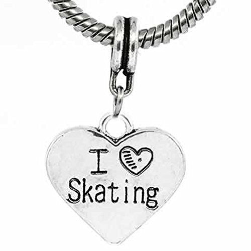 I Love Skating Charm Dangle Bead Spacer for European Snake Chain Charm Bracelet - Sexy Sparkles Fashion Jewelry