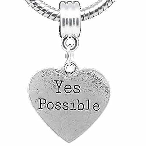 Yes Possible Heart European Bead Compatible for Most European Snake Chain Charm Bracelet