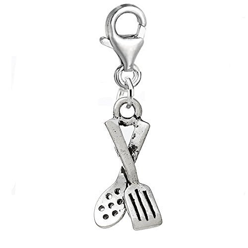 Clip on Spatula Spoon Cooking Utensils Charm for Necklace or Bracelet - Sexy Sparkles Fashion Jewelry