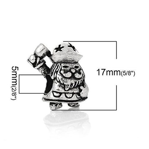 Christmas Santa Claus w/ Star Hat Charm Bead Spacer Compatible for Most European Snake Chain Bracelet - Sexy Sparkles Fashion Jewelry - 2