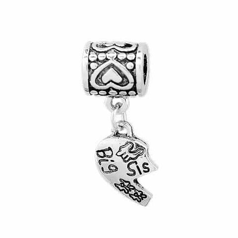 Set of 2 Piece Big Sis Lil Sis Heart & Barrel Dangle Bead for snake charm Bracelet - Sexy Sparkles Fashion Jewelry - 4