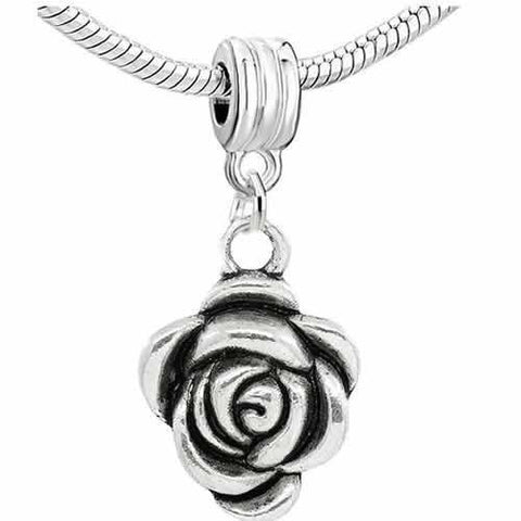 Rose Flower Charm Dangle European Bead Compatible for Most European Snake Chain Bracelet - Sexy Sparkles Fashion Jewelry - 2
