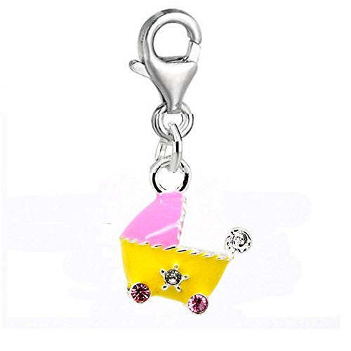 Baby Stroller Clip on Charm Pendant for European Charm Jewelry w/ Lobster Clasp - Sexy Sparkles Fashion Jewelry - 1