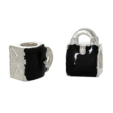 Handbag Purse Bead Compatible for Most European Snake Chain Bracelet (Black) - Sexy Sparkles Fashion Jewelry - 2