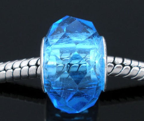 Glass Faceted Style Beads for Snake Chain Charm Bracelet (Aquamarine) - Sexy Sparkles Fashion Jewelry - 2