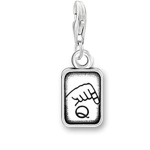 Sign Language Charm Pendant for Bracelets or Necklaces "Q"