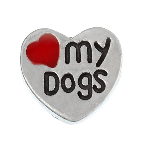 Love My Dogs Floating Charm For Glass Living Memory Lockets - Sexy Sparkles Fashion Jewelry - 1