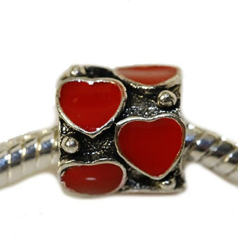 Red Enamel Hearts on Charm European Bead Compatible for Most European Snake Chain Bracelet - Sexy Sparkles Fashion Jewelry - 3