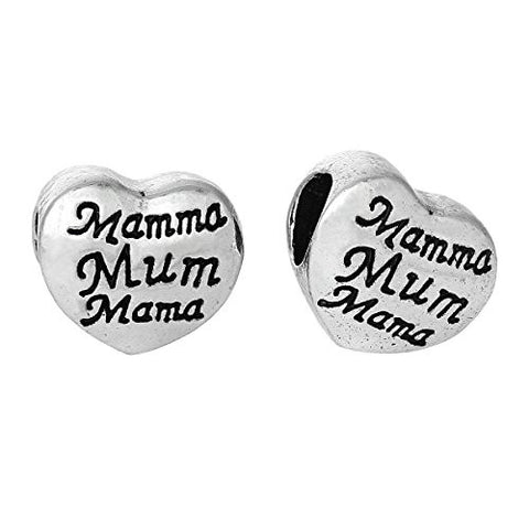 Carved Mama/Mum Heart Bead Compatible for Most European Snake Chain Bracelet - Sexy Sparkles Fashion Jewelry - 2