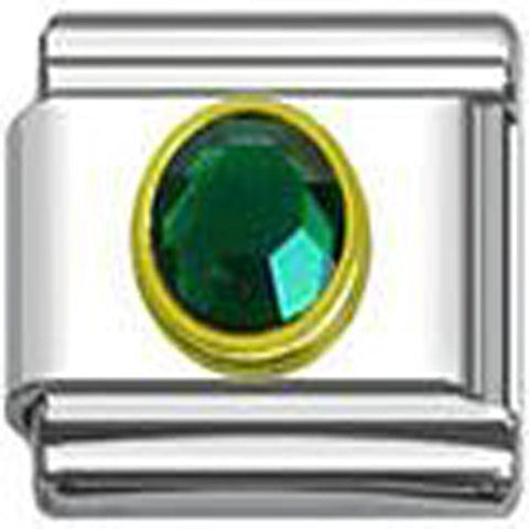 May Birthstone Italian Charm with Gold Tone Frame - Sexy Sparkles Fashion Jewelry - 1