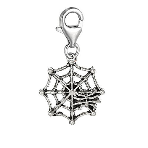 Halloween Spooky Spider Web Clip On Charm Pendant for European Charm Jewelry w/ Lobster Clasp - Sexy Sparkles Fashion Jewelry