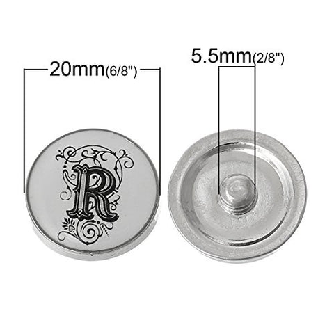 Alphabet Letter R Chunk Snap Button Pendant Fits Snaps Chunk Bracelet - Sexy Sparkles Fashion Jewelry - 2