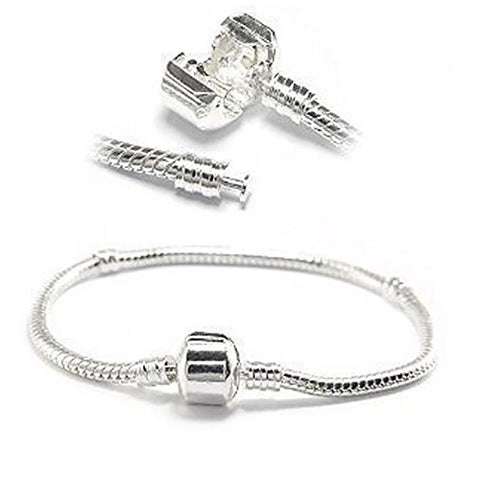 8.0" European Style Snake Chain Charm Bracelets Silver Plated - Sexy Sparkles Fashion Jewelry - 1
