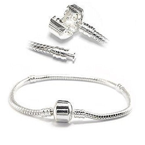 6.5" European Style Snake Chain Charm Bracelets Silver Plated - Sexy Sparkles Fashion Jewelry - 1