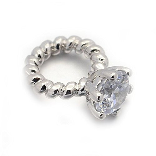 High Quality Cz Clear Stone Diamond Ring/engagment Ring Charm European Bead Compatible for Most European Snake Chain Bracelet
