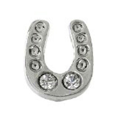 Lucky Horse Shoe With Clear Crystals Floating Charms For Glass Living Memory Lockets - Sexy Sparkles Fashion Jewelry
